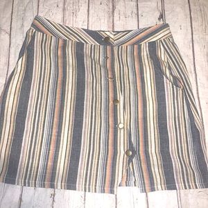 Altar’d State multicolor striped asymmetrical metal button skirt L